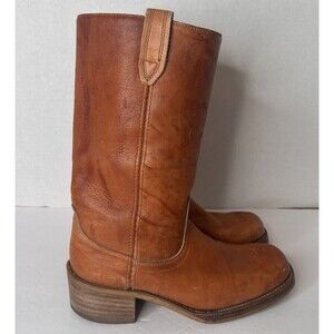 Vintage 70s Campus Leather Boots Dingo Acme Cowboy Western W 11  M 9 1/2 D